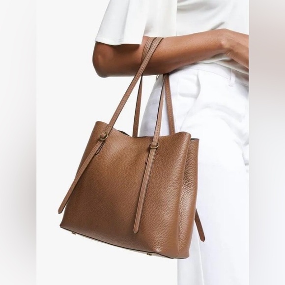 Polo Ralph Lauren Handbags - Polo Ralph Lauren Pebbled Brown Leather Lennox Tote Bag